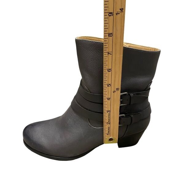 Naturalizer  Katrina Ankle Boots Women's 9M EU 39 Gray Leather Buckle Chunky - Picture 5 of 9